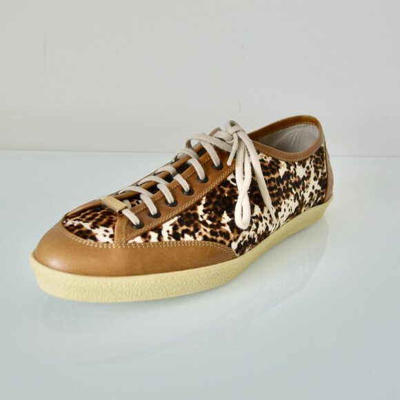 NIB BURBERRY WOMENS BOTREAUX LOW TOP PRINTED PONY CALF HAIR SNEAKERS SHOES - Picture 7 of 10